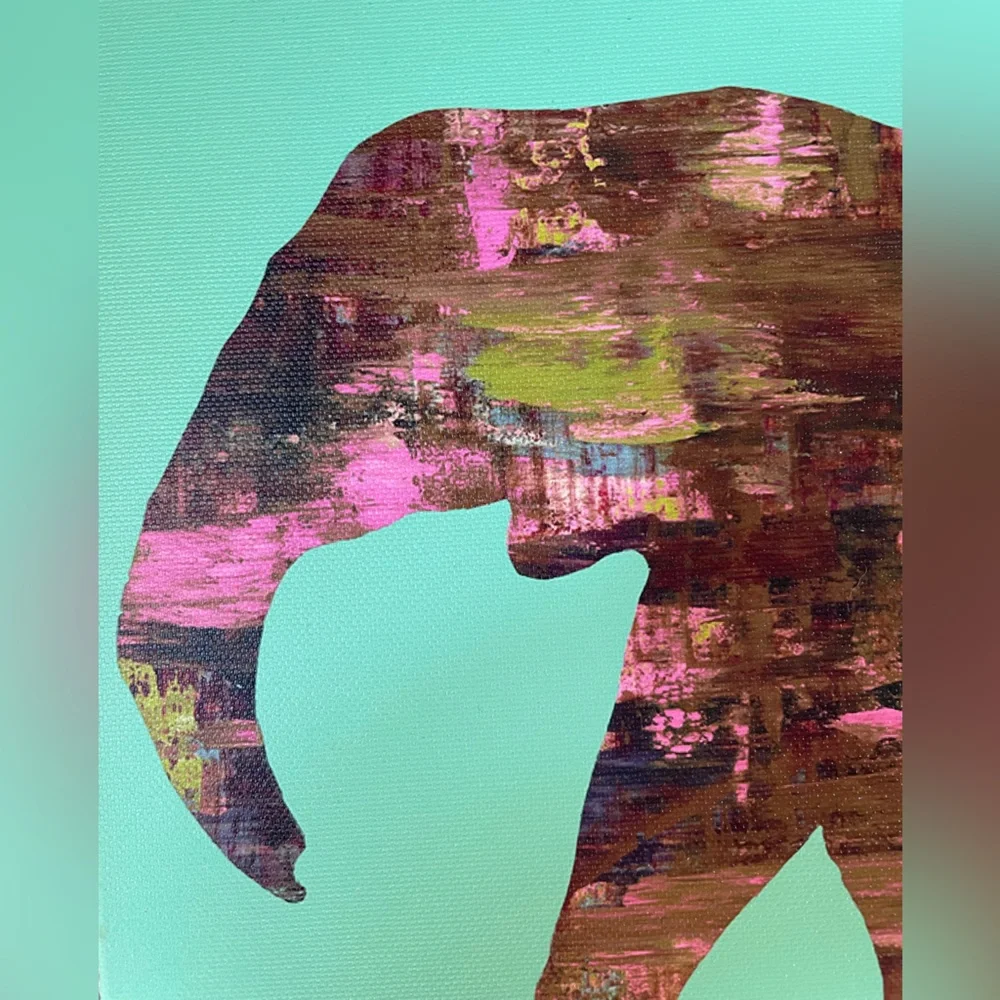 Z Gallerie Elephant Art in Pink and Green
